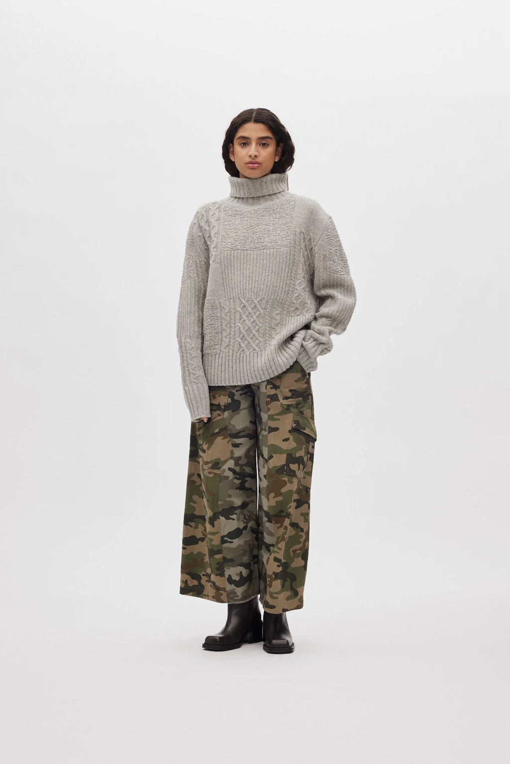 Rabens Saloner Patchwork Knit Crew