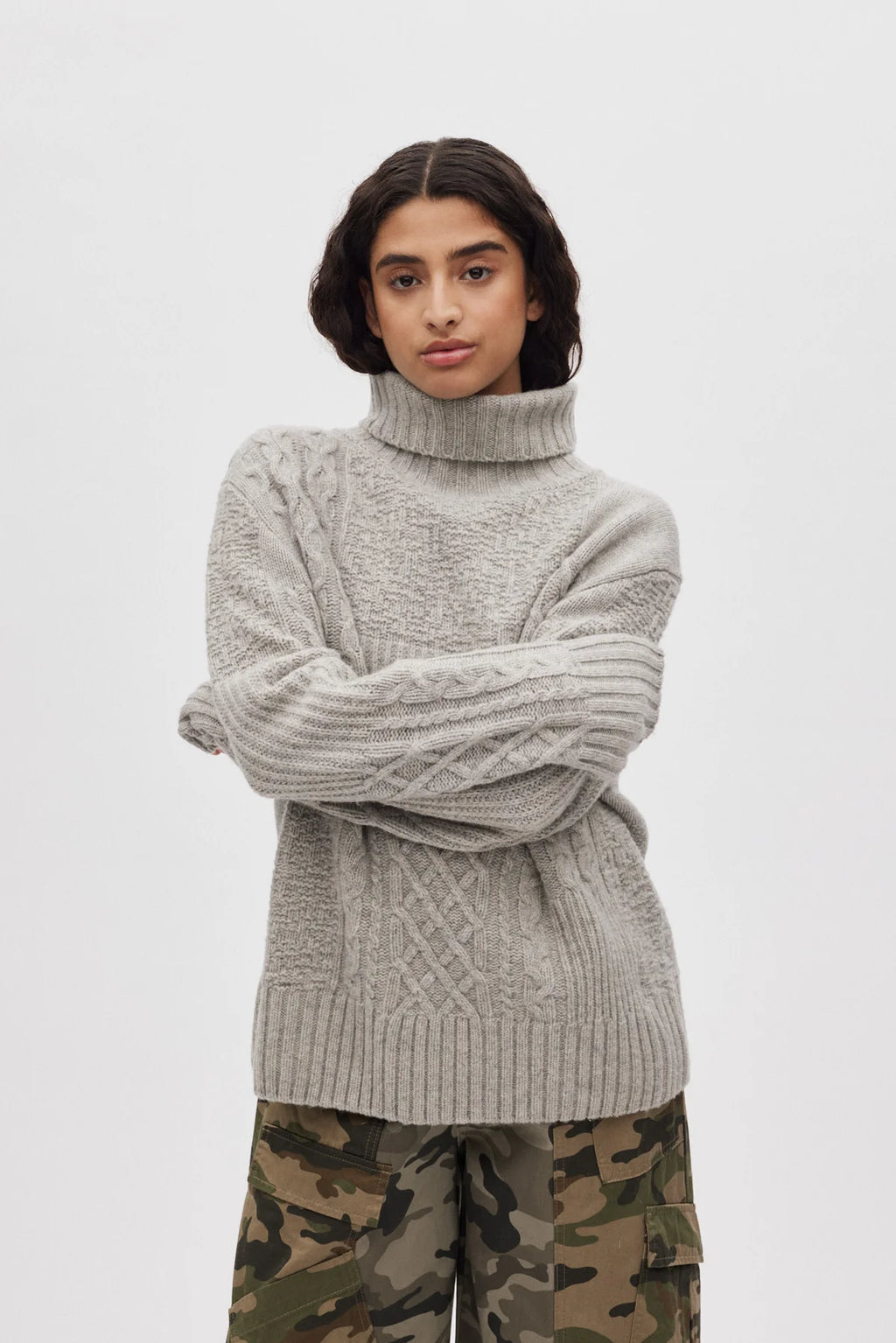 Rabens Saloner Patchwork Knit Crew
