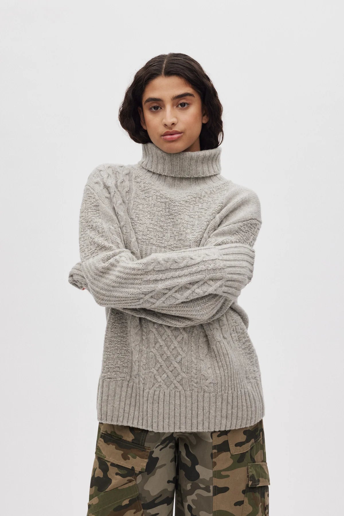 Rabens Saloner Patchwork Knit Crew