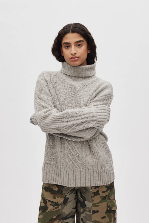 Rabens Saloner Patchwork Knit Crew