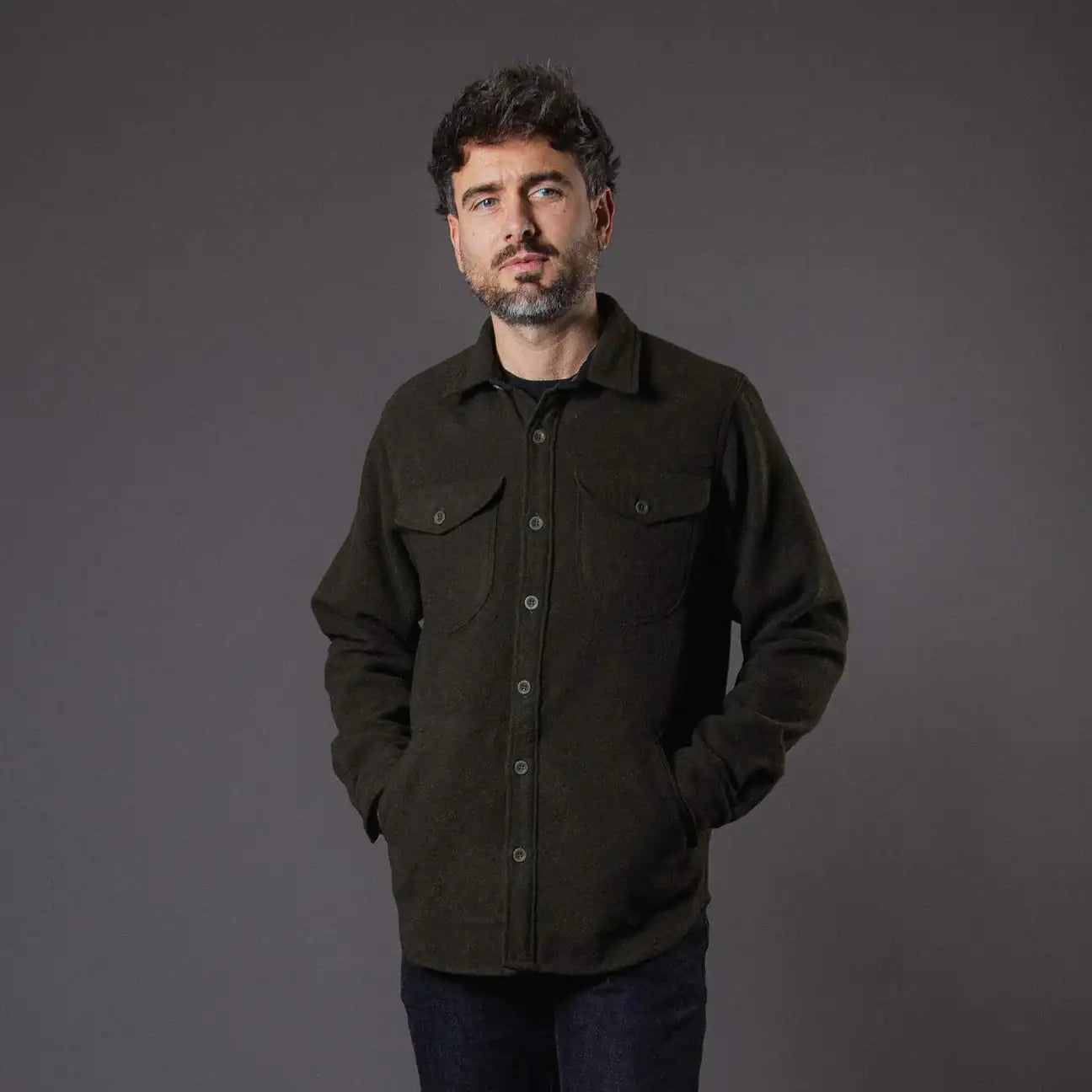 Benzak Overshirt Wool Green
