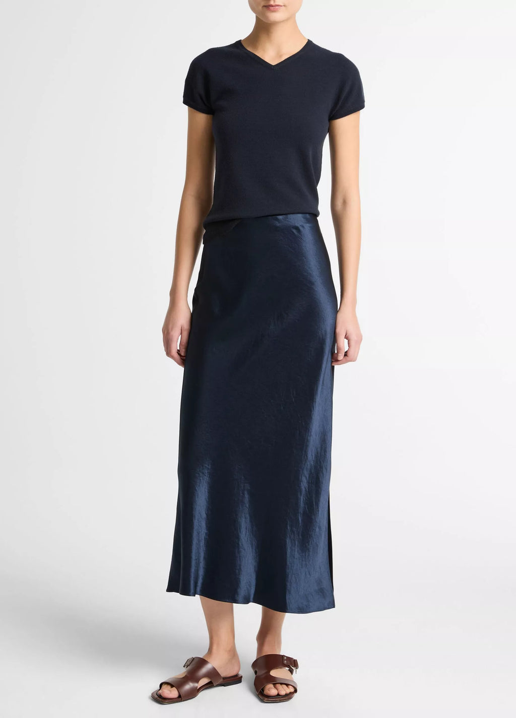 Vince Side Slit Slip Skirt Coastal Blue