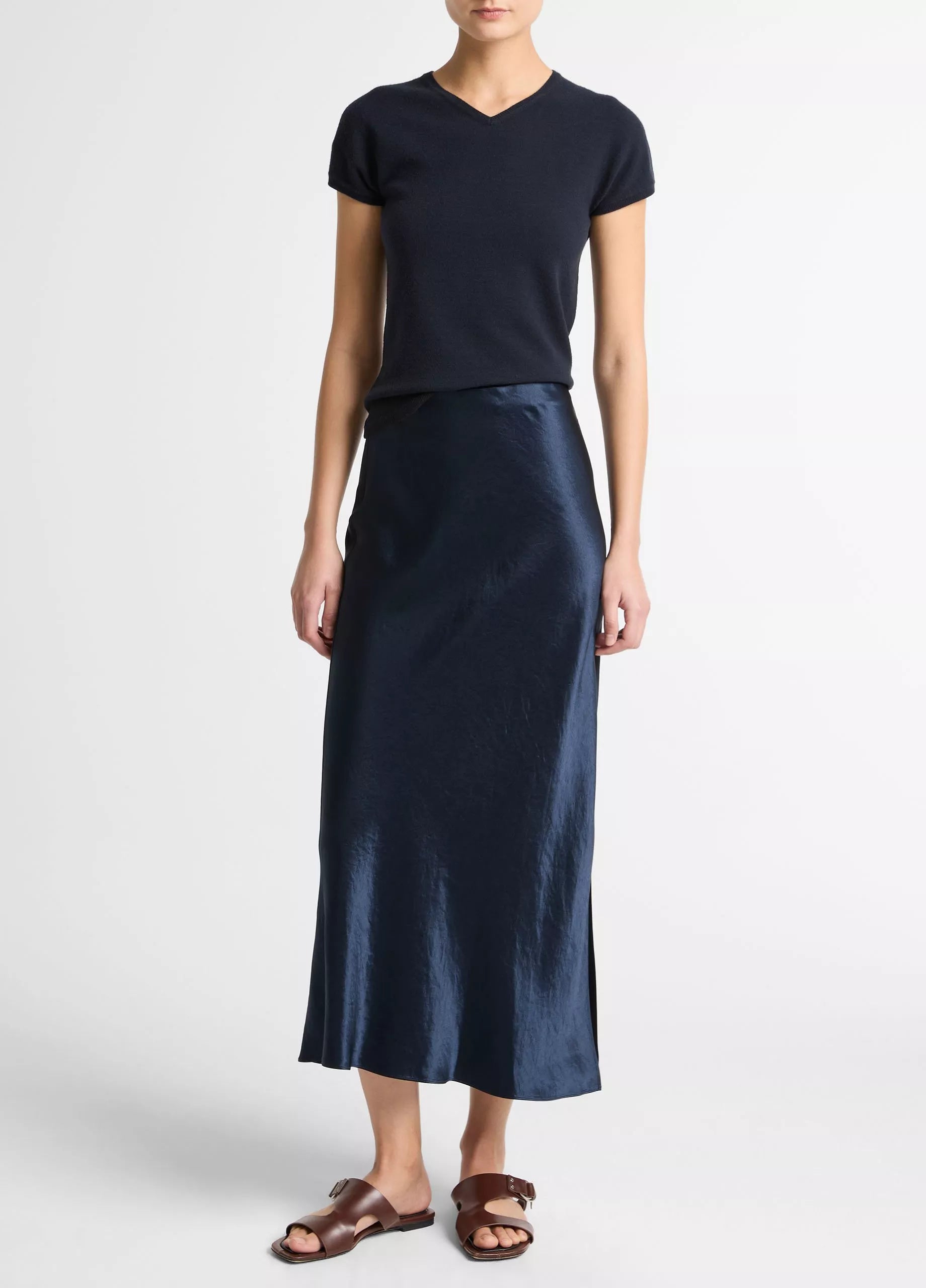 Vince Side Slit Slip Skirt Coastal Blue