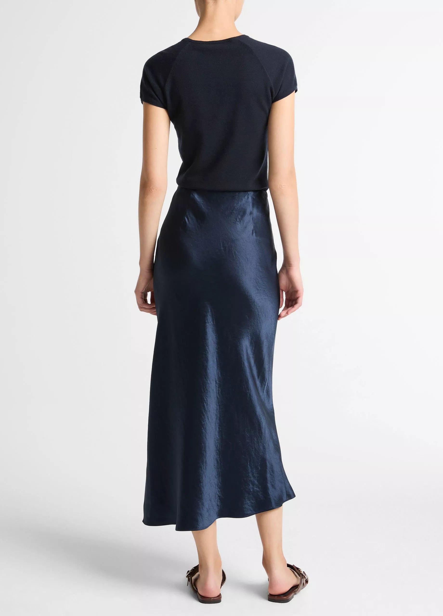 Vince Side Slit Slip Skirt Coastal Blue