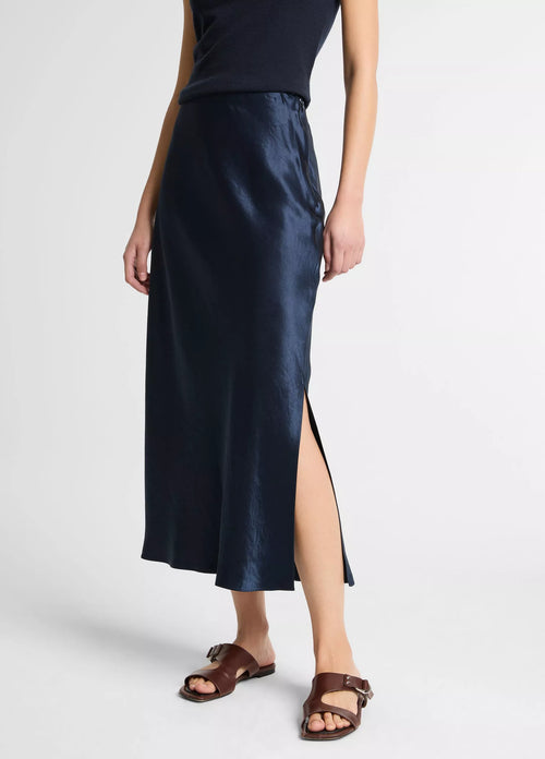 Vince Side Slit Slip Skirt Coastal Blue