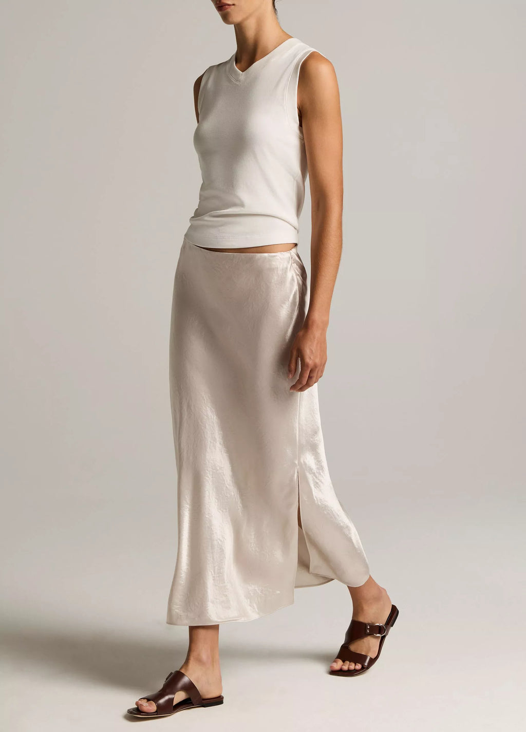 Vince Side Slit Slip Skirt
