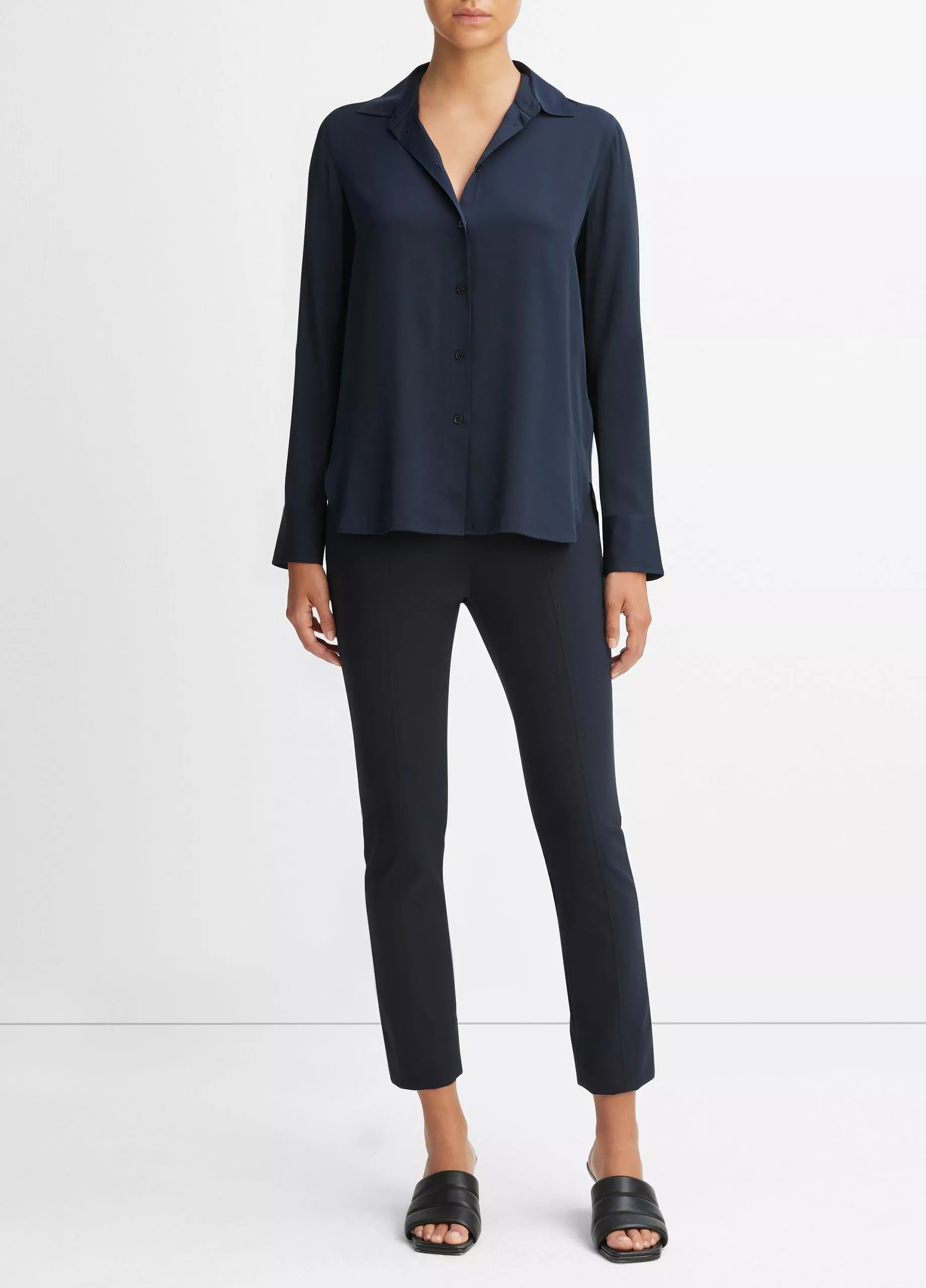 Vince Slim Fitted Blouse Coastal Blue