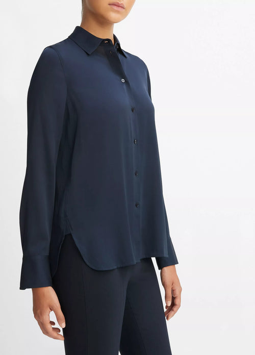 Vince Slim Fitted Blouse Coastal Blue